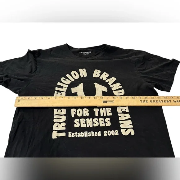 True Religion Men’s Horseshoe Logo T-shirt Men’s Size XXL Black White - Picture 8 of 10